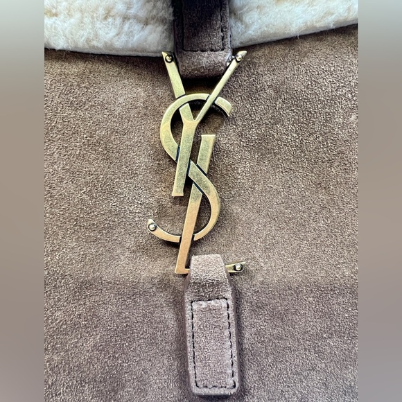 YSL Yves Saint Laurent Le 5 A 7 Sherpa Suede Hobo Shoulder Bag Handbag Purse - Picture 5 of 9